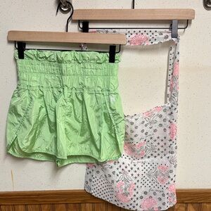 FP Movement by Free People High-Waist Smocked Short (size small) & tote bundle.